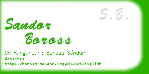 sandor boross business card
